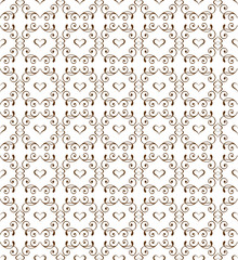 Elegant seamless pattern with hearts. Decorative ornament backdrop for fabric, textile, wrapping paper, card, invitation, wallpaper, web design