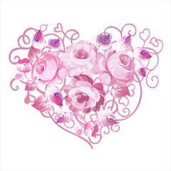 Plakat Roses in heart shape