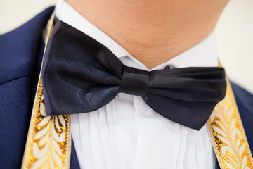 Stylish groom with bow tie