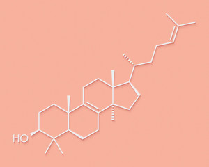 Lanosterol molecule. Investigated for treatment of cataract. Skeletal formula.