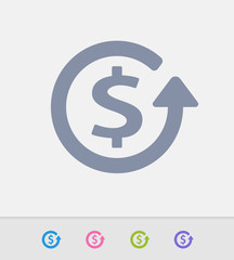 Dollar & Return Arrow - Granite Icons. A professional, pixel-perfect icon designed on a 32x32 pixel grid and redesigned on a 16x16 pixel grid for very small sizes.