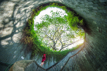 Woman at Fort Canning Park, Singapore - obrazy, fototapety, plakaty