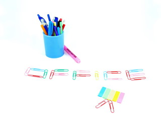 Office supplies in color