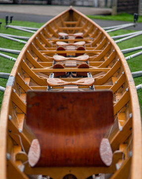 Detail of wooden rowing skiff