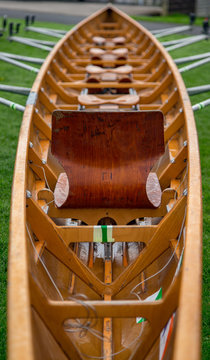 Detail of wooden rowing skiff