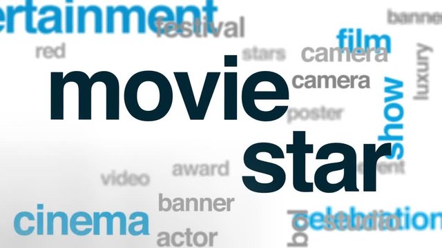 Movie star animated word cloud, text design animation.