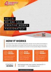 A4 Professional Flyer, Poster, phamplet Template in orange color style 7