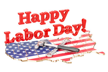 Happy Labor Day in USA concept, 3D rendering