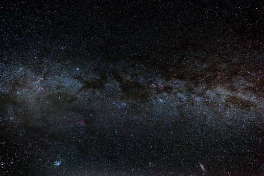 Milky way galaxy and thousands stars on dark sky background