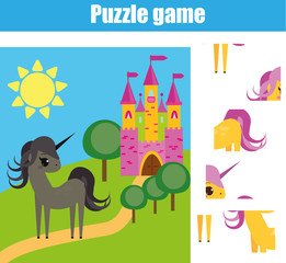 Puzzle for toddlers. Matching children educational game. Match pieces and complete the picture. Activity for pre school years kids