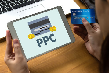 PPC - Pay Per Click concept Businessman working concept