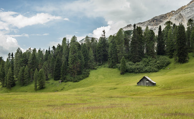Panoramic view of Alps mountains