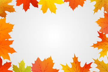 Naklejka na ściany i meble autumn maple leaf border vector drawing composition