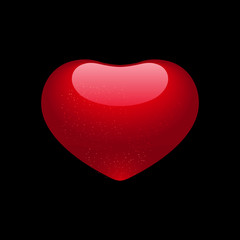 Valentine heart isolated on black background 3D rendering. Vector illustration