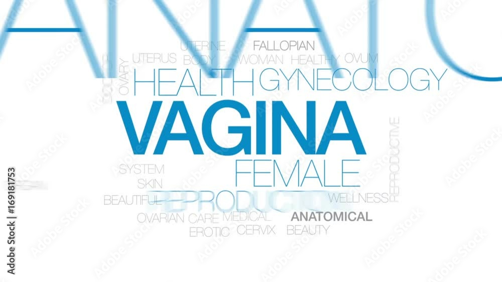 Poster vagina animated word cloud, text design animation. kinetic typography.