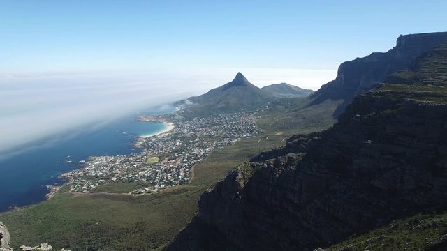 Cape Town Aerial over Photographer with Lion's Head View