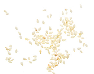 Sesame seeds on white background