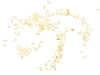 Sesame seeds on white background