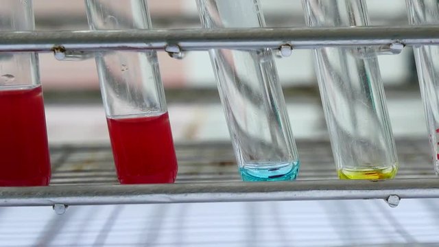 Close up blood in testube blood group testing concept.