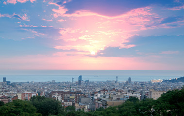 Fototapeta na wymiar Sunset in Barcelona, Spain