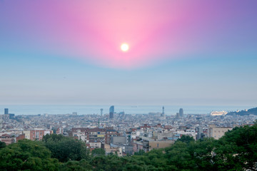 Fototapeta na wymiar Sunset in Barcelona, Spain