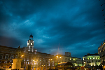 Obraz premium Old post office building at Puerta del Sol Square in Madrid, Spain