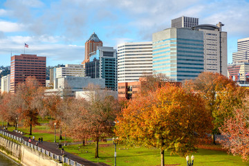 Portland city skyline at autumn
