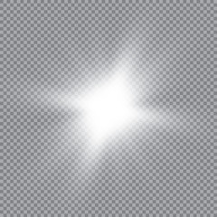 Glowing lights effect, flare, explosion and stars. Special effect isolated on transparent background.