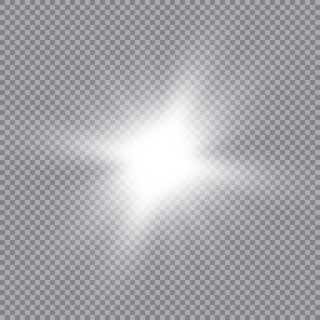 Glowing lights effect, flare, explosion and stars. Special effect isolated on transparent background.