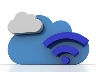 3d rendering Cloud online storage icons with wifi
