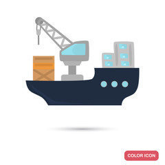 Cargo ship color flat icon for web and mobile design