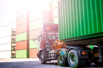 Fototapeta na wymiar Trucks that transport goods by land transport and logistics Athletic