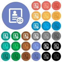 Contact message round flat multi colored icons