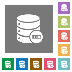 Database processing square flat icons