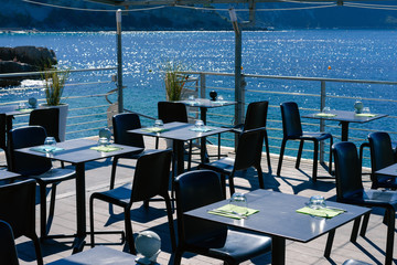 Terrace outdoor cafe with sea view