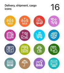 Colorful Delivery, shipment, cargo icons for web and mobile design pack 2
