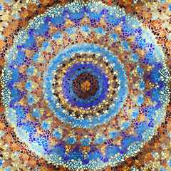 Seamless background pattern. Decorative round mosaic art pattern.