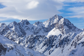 Fototapeta na wymiar Austrian Alps in Kuehtai Ski Resort in winter