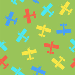 Obraz premium Colored Airplane Silhouette Seamless Pattern