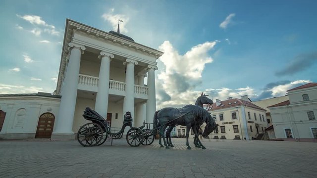 Motorized timelapse of the horse cart sculpture near City Hall. Minsk, Belarus.