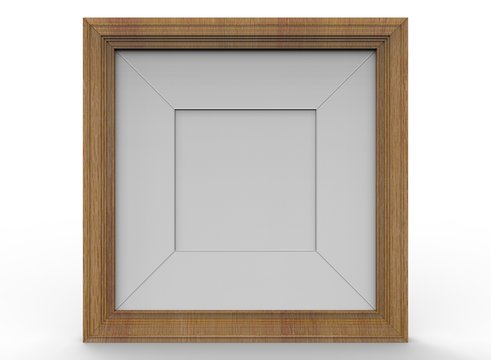 3d illustration of wooden frame. white background isolated. icon for game web.