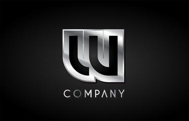 w silver metal alphabet letter icon design
