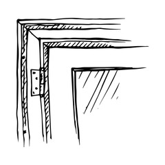  drawn fragment of a window frame isolated on a white background