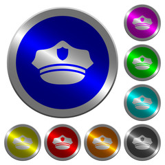 Police hat luminous coin-like round color buttons