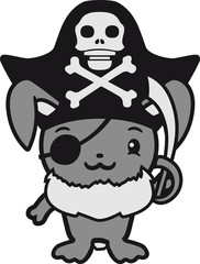 augenklappe säbel schwert matrose kapitän pirat schiff seefahrer meer wasser schwimmen kaninchen hase klein süß niedlich winken glücklich sitzend