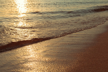 landscape with sea sunset on beach