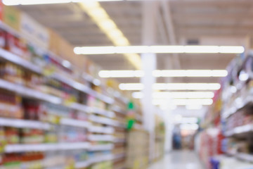 Obraz premium Supermarket aisle blur abstract background