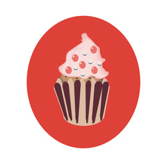 Cupcake, food dessert, vector illustration, modern colors