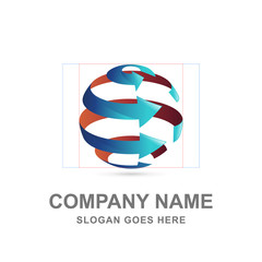 3D Arrow Sphere Infinity Logo Abstract Design Vector 
