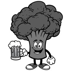Broccoli with Beer Illustration